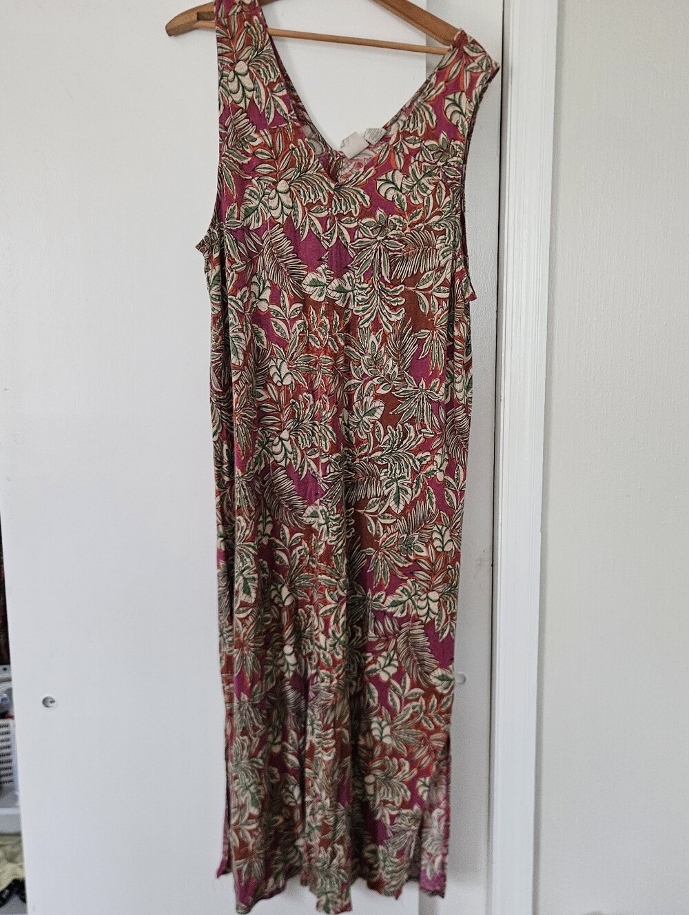 C&C California Womens Dress XL Midi Tropical Relaxed Vacation Linen Hawaiian